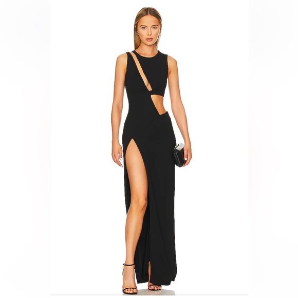 Camila Coelho Alex Maxi Dress sheer cutout sheath gown Revolve $298 M As Is flaw - Picture 1 of 16